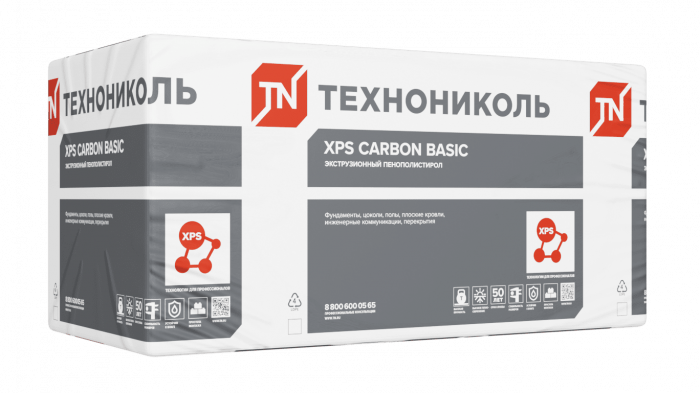 Экструзионный пенополистирол XPS CARBON BASIC 200 / КАРБОН БАЗА 200 1180х580х50-L